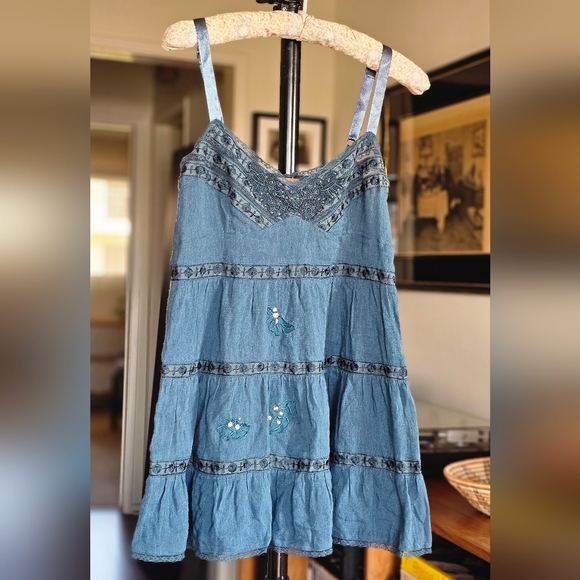 Free People Blue Embroidered Tiered Camisole - Picture 2 of 8